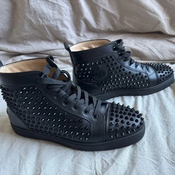 Christian Louboutin | Louis Flat Calf/Spikes High-Top Sneakers Black Sz 43 Louis - High-top sneakers - Calf leather - Black - Men  main image 2
